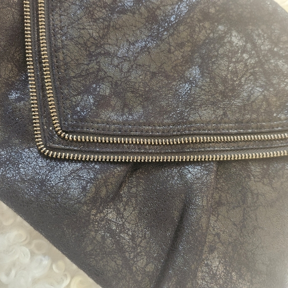 Matt&Nat Black Vegan Large Enveloppe Clutch Zipper Trim Shoulder Satchel handBag - Picture 10 of 15